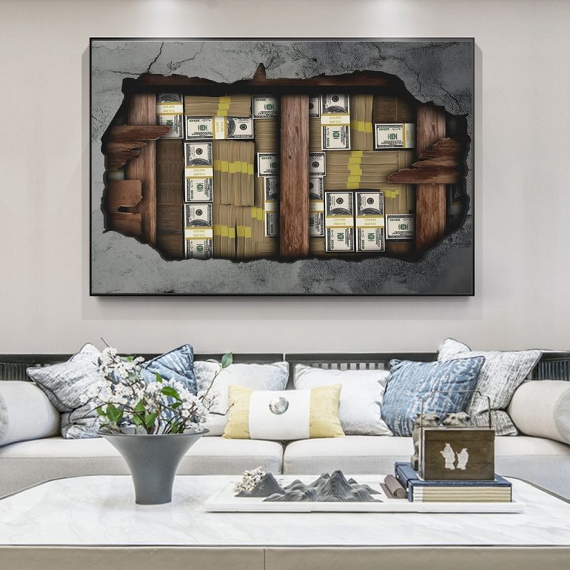 WORK HARD Motivational Modern Art Canvas Posters and Prints Money Dollars Graffiti Art Paintings on the Wall Art Pictures Cuadro - Image 3