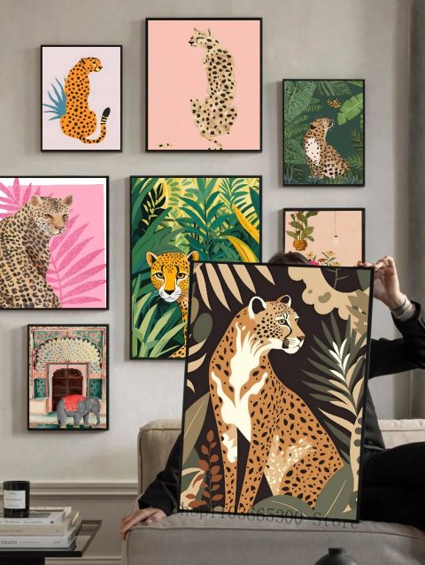 1pc Cheetah Llama Leopard Jungle Poster HD Posters Home Room Bar Cafe Decor Art Wall Painting Picture