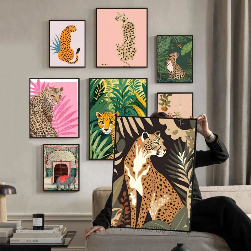 1pc Cheetah Llama Leopard Jungle Poster HD Posters Home Room Bar Cafe Decor Art Wall Painting Picture