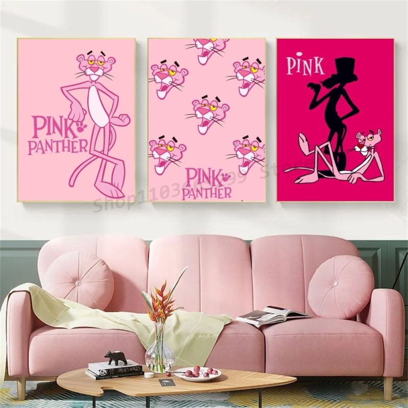 1pc PINK PANTHER Poster Self-adhesive Art Waterproof Paper Sticker Coffee House Bar Room Wall Decor - Image 2