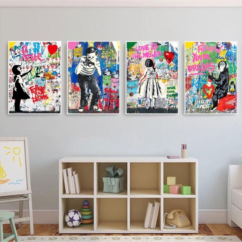 Graffiti Pop Poster Kids Love Posters And Prints Street Abstract Wall Art Canvas Painting Love Is The Answer Home Decor Murals - Image 6