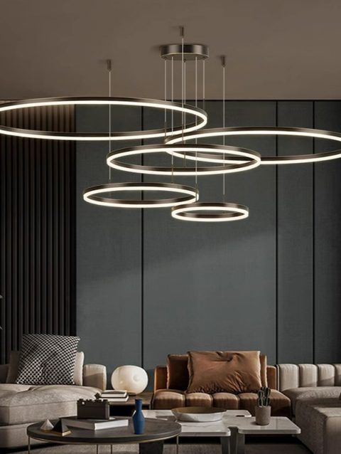 Modern Ring Design Led Pendant Lights Gold for Living Dining Room Office Desks Bedroom Chandelier Home Decor Hanging Luminaires