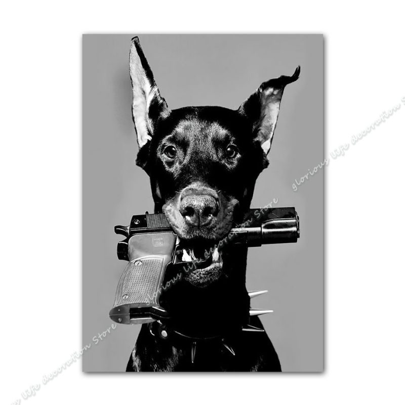 Black Doberman Tiger Leopard Fashion Girl Wall Art Canvas Painting Nordic Posters and Prints Wall Pictures for Living Room Decor - Image 18