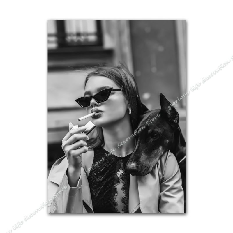 Black Doberman Tiger Leopard Fashion Girl Wall Art Canvas Painting Nordic Posters and Prints Wall Pictures for Living Room Decor - Image 20