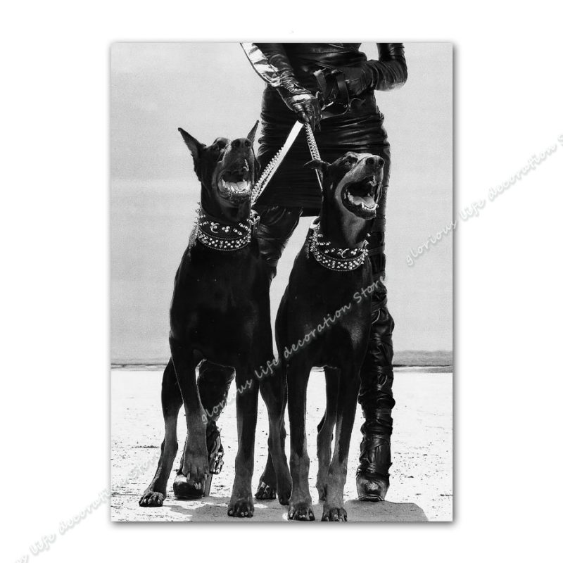 Black Doberman Tiger Leopard Fashion Girl Wall Art Canvas Painting Nordic Posters and Prints Wall Pictures for Living Room Decor - Image 21
