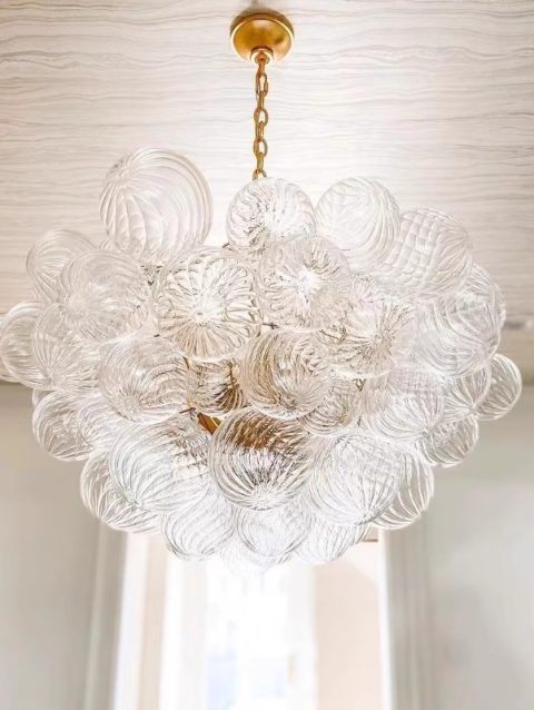 Postmodern American style glass bubble ball pendant light, retro villa living room, coffee restaurant, master bedroom light