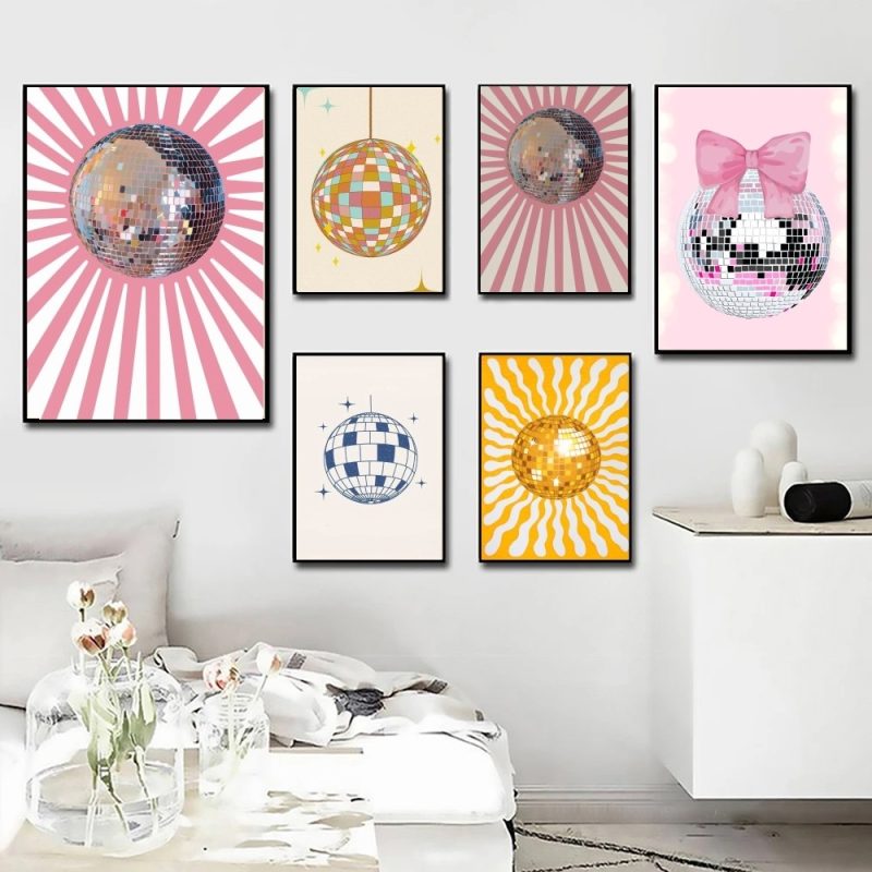 1pc Disco Ball Poster Poster Art Print Bar Living Room Furniture Decor