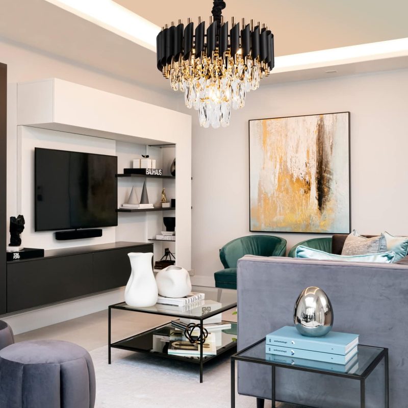 Chandelier Light Fixtures 3-Tier Black Gold Luxury Chandeliers for Dining Room Round Hanging Pendant - Image 6