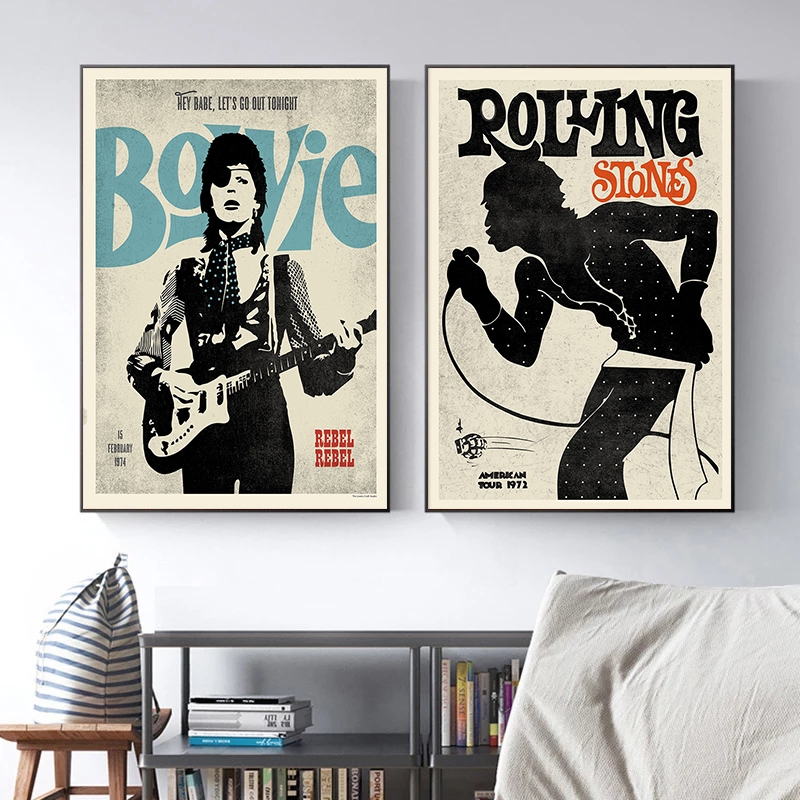 Rock Music Star Vintage Rolling-Stones Posters and PrintsCanvas Painting Wall Art Pictures for Living Room Home Decor Cuadros