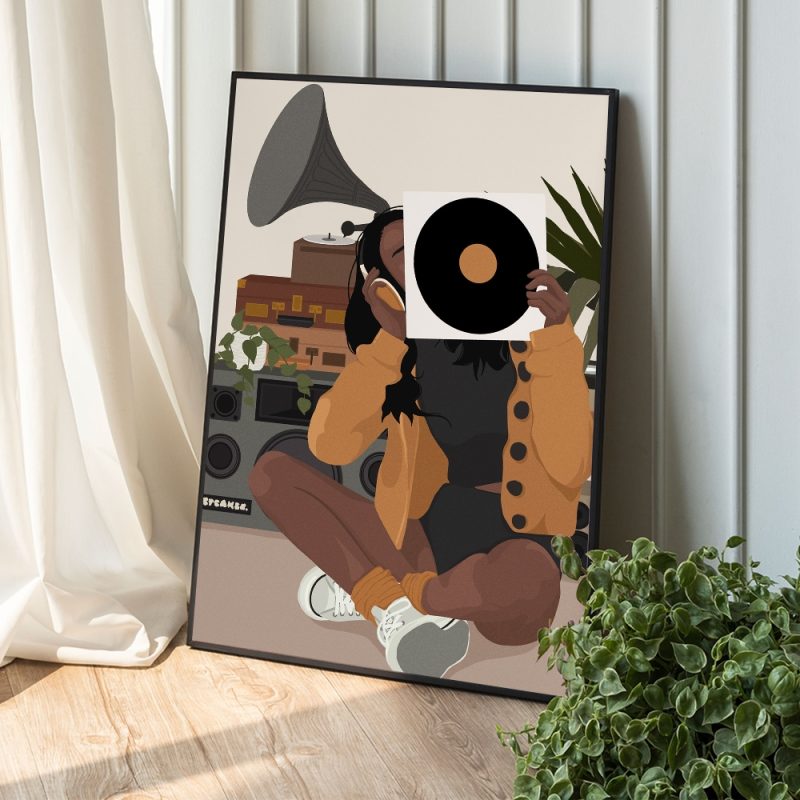 Fashion Black Girl Poster Self-adhesive Art Poster Whitepaper Prints Posters Artwork Aesthetic Art Wall Painting - Image 3