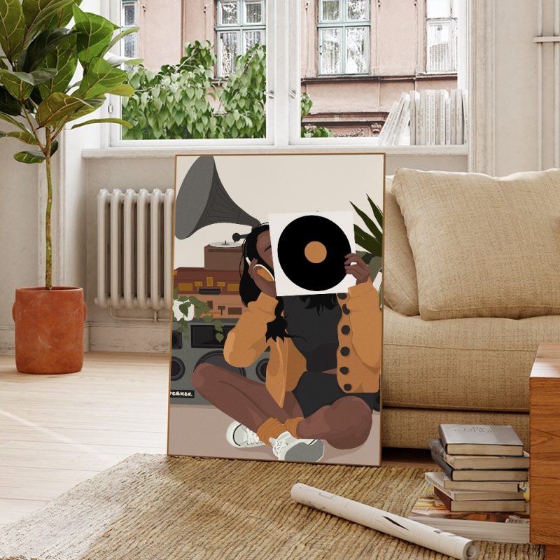 Fashion Black Girl Poster Self-adhesive Art Poster Whitepaper Prints Posters Artwork Aesthetic Art Wall Painting - Image 4