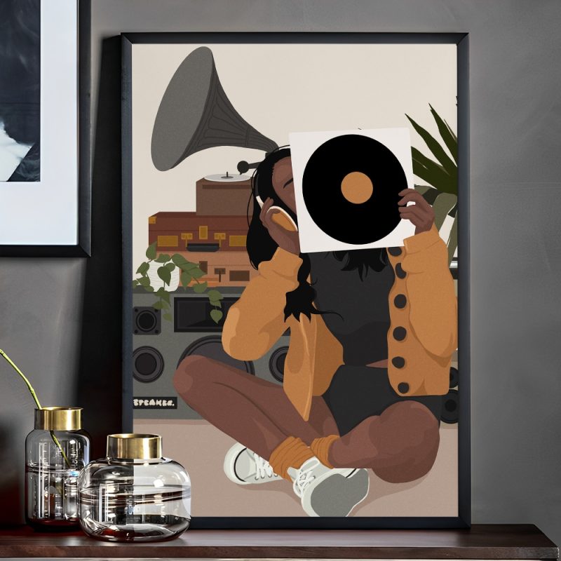 Fashion Black Girl Poster Self-adhesive Art Poster Whitepaper Prints Posters Artwork Aesthetic Art Wall Painting - Image 5
