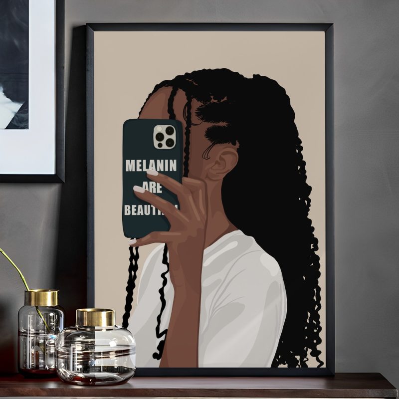 Fashion Black Girl Poster Self-adhesive Art Poster Whitepaper Prints Posters Artwork Aesthetic Art Wall Painting - Image 6