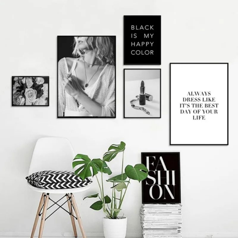 Fashion Black And White Sexy Poster Flower Women Motivational Text Canvas Wall Art Prints Abstract Painting Wall Hanging Decor - Image 4