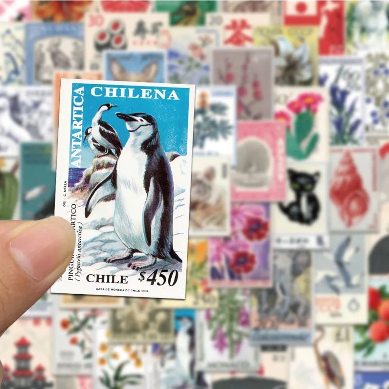 10/30/50pcs Retro Stamp Cartoon Stickers Decals Waterproof Graffiti Stationery Phone Case Laptop Artsy Aesthetic Sticker Packs - Image 2