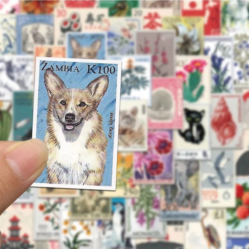 10/30/50pcs Retro Stamp Cartoon Stickers Decals Waterproof Graffiti Stationery Phone Case Laptop Artsy Aesthetic Sticker Packs - Image 3