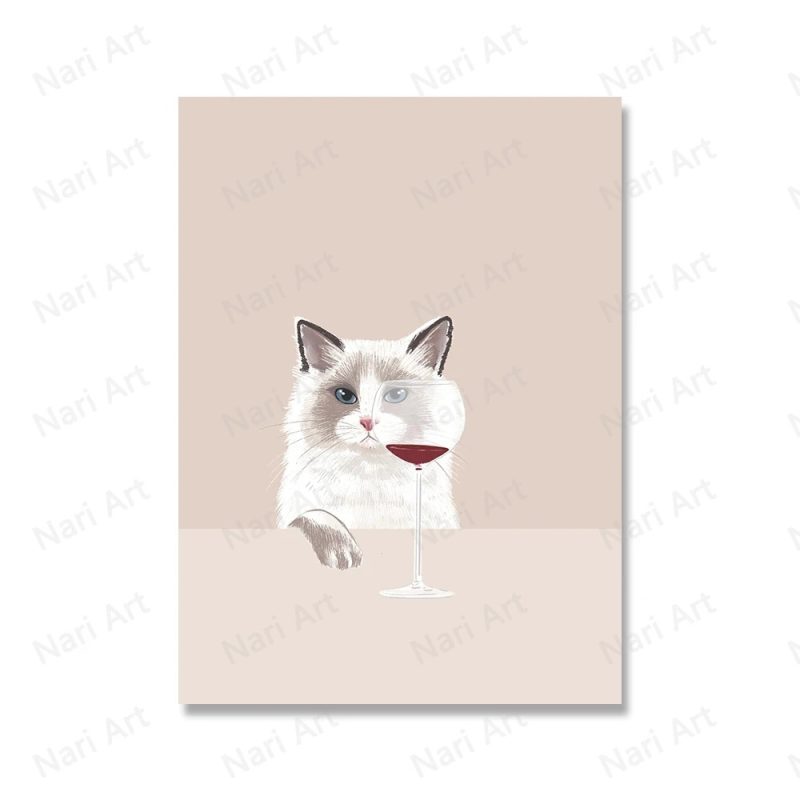 Funny Black White Cats Red Wine Poster And Prints Canvas Painting Cat Lover Wall Art Pictures For Living Room Kitchen Home Decor - Image 8