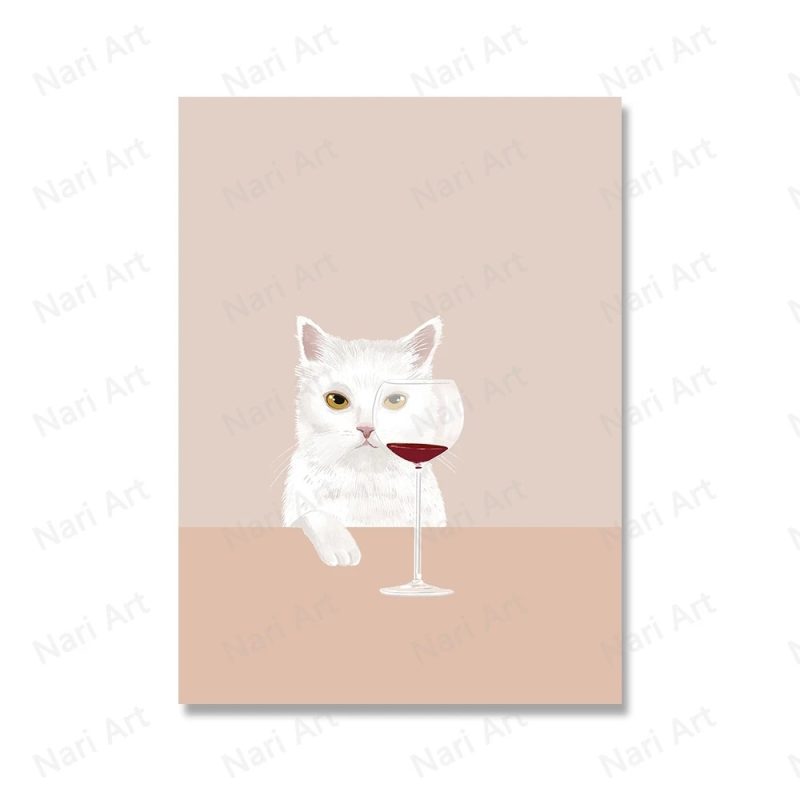Funny Black White Cats Red Wine Poster And Prints Canvas Painting Cat Lover Wall Art Pictures For Living Room Kitchen Home Decor - Image 10