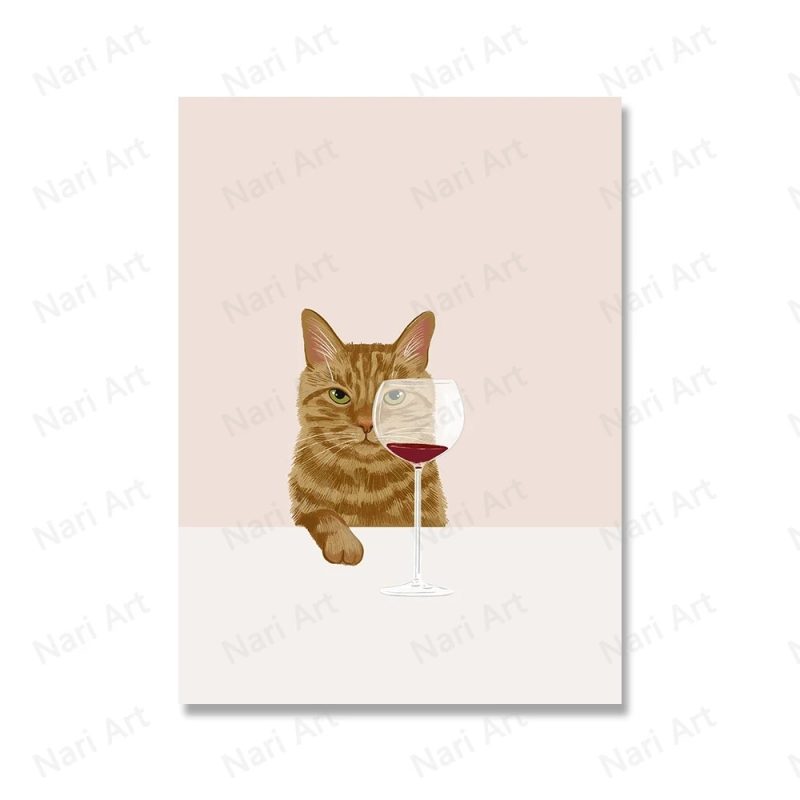 Funny Black White Cats Red Wine Poster And Prints Canvas Painting Cat Lover Wall Art Pictures For Living Room Kitchen Home Decor - Image 14