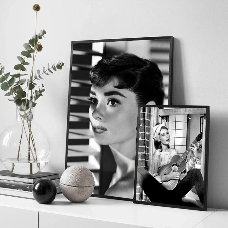 Audrey Hepburn Black and White Old Photos Canvas Painting Classical Poster and Prints Vintage Movie Star Wall Art Picture Decor - Image 4