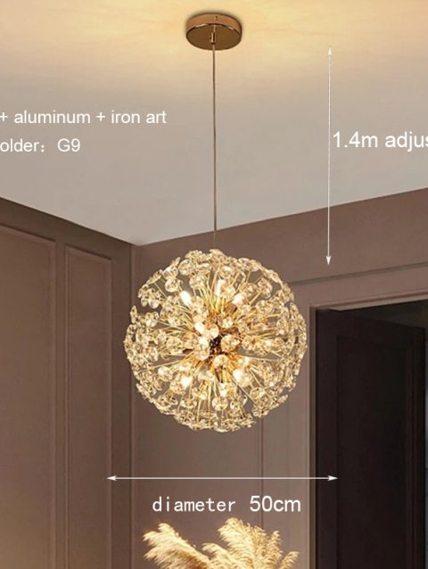 Light Luxury Luxury Dandelion K9 Crystal Chandelier Fashion Spark Ball Lamp Modern Bedroom Living room Dining Room Lighting Lamp
