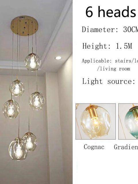 Modern minimalist ceiling long chandelier loft villa light luxury loft apartment living room large chandelier