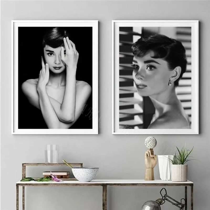 Modern Simple Wall Art Audrey Hepburn Black and White Painting HD Canvas Print Poster Home Living Room Bedroom Decoration - Image 4