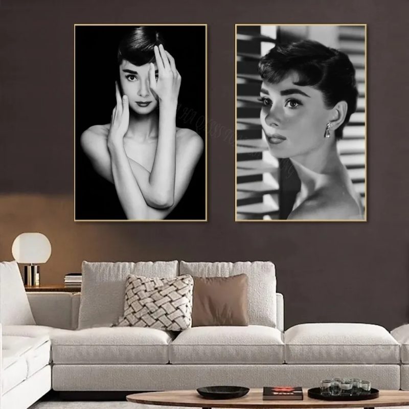 Modern Simple Wall Art Audrey Hepburn Black and White Painting HD Canvas Print Poster Home Living Room Bedroom Decoration - Image 5
