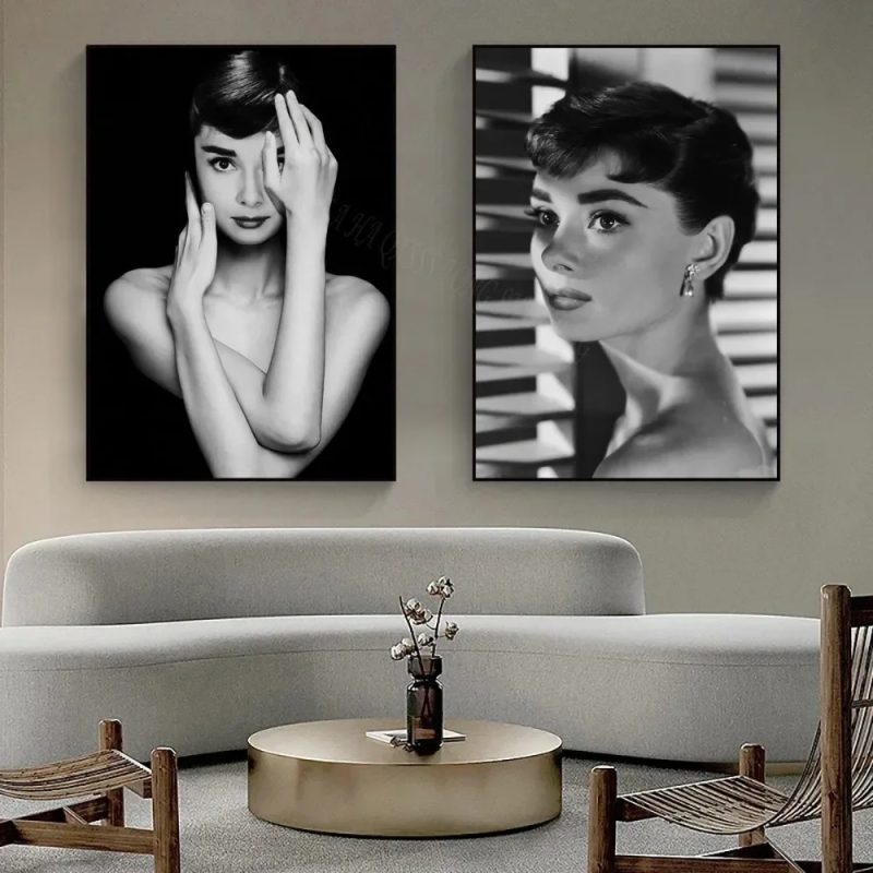 Modern Simple Wall Art Audrey Hepburn Black and White Painting HD Canvas Print Poster Home Living Room Bedroom Decoration - Image 6