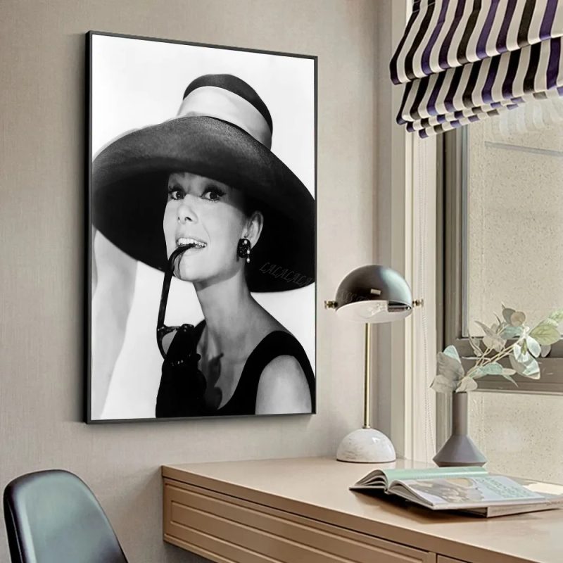 Modern Simple Wall Art Audrey Hepburn Black and White Painting HD Canvas Print Poster Home Living Room Bedroom Decoration - Image 10