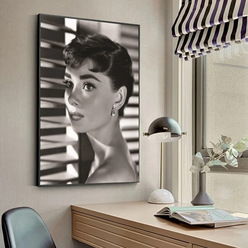 Modern Simple Wall Art Audrey Hepburn Black and White Painting HD Canvas Print Poster Home Living Room Bedroom Decoration - Image 13
