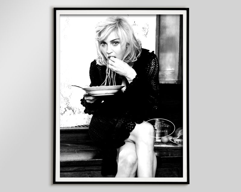 Retro Woman Eating Pasta in Paris Drinking Coffee Cocktail Black and White Canvas Painting Print Wall Art Room Kitchen Decor - Image 7