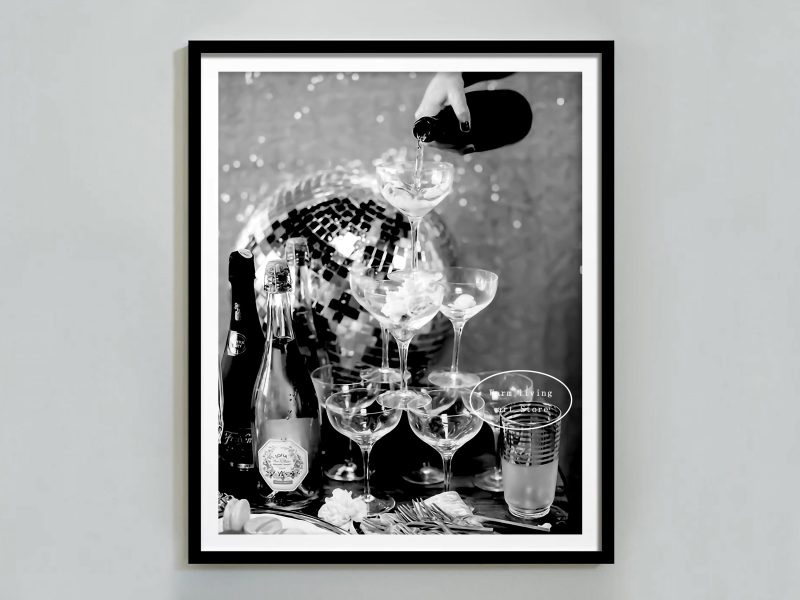 Retro Woman Eating Pasta in Paris Drinking Coffee Cocktail Black and White Canvas Painting Print Wall Art Room Kitchen Decor - Image 8
