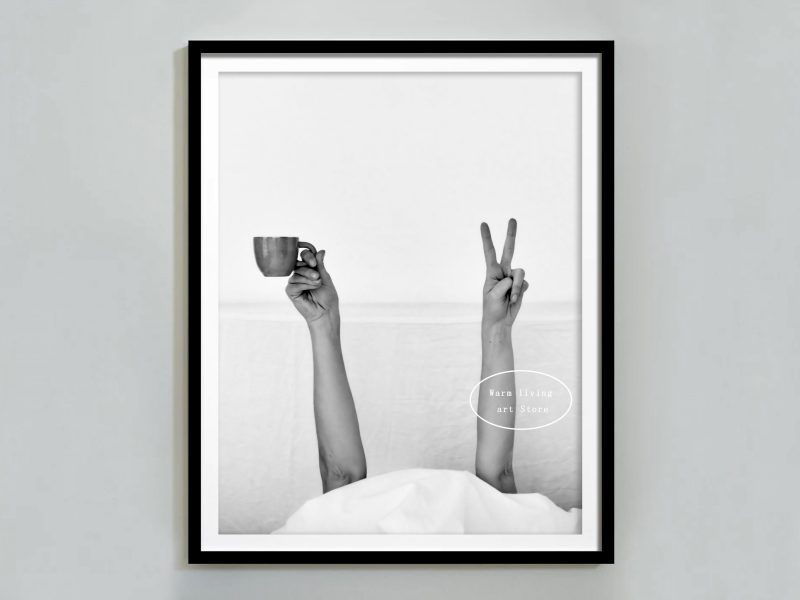 Retro Woman Eating Pasta in Paris Drinking Coffee Cocktail Black and White Canvas Painting Print Wall Art Room Kitchen Decor - Image 24