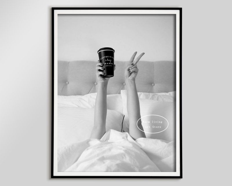 Retro Woman Eating Pasta in Paris Drinking Coffee Cocktail Black and White Canvas Painting Print Wall Art Room Kitchen Decor - Image 31
