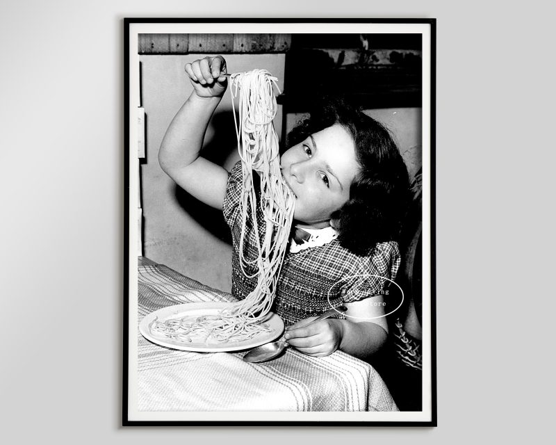 Retro Woman Eating Pasta in Paris Drinking Coffee Cocktail Black and White Canvas Painting Print Wall Art Room Kitchen Decor - Image 32