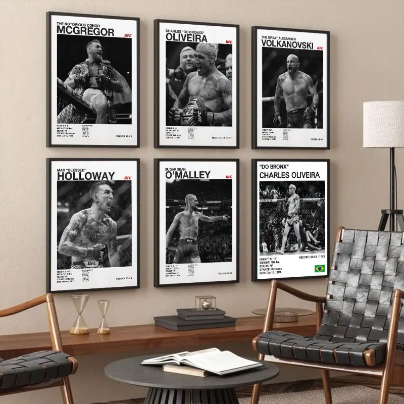 Black and white U-Ultimate Fighting Championship UFC Poster Canvas Print Painting Wall Decor Wall Art Gym Room Decoration