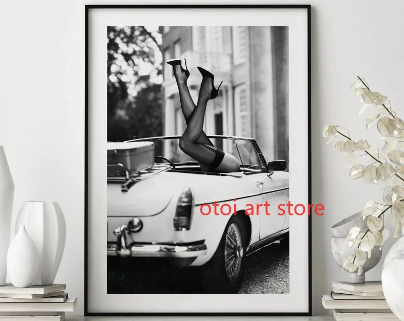 Vintage Black White Fashion Photography Style Sexy Woman Drinking Smok Art Poster Canvas Painting Wall Prints Picture Home Decor - Image 8