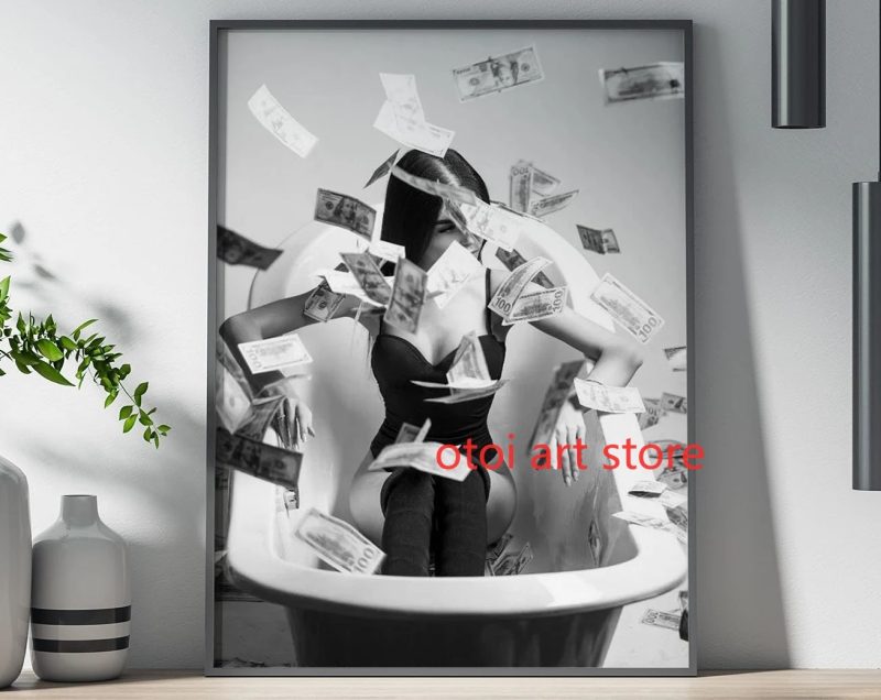 Vintage Black White Fashion Photography Style Sexy Woman Drinking Smok Art Poster Canvas Painting Wall Prints Picture Home Decor - Image 10