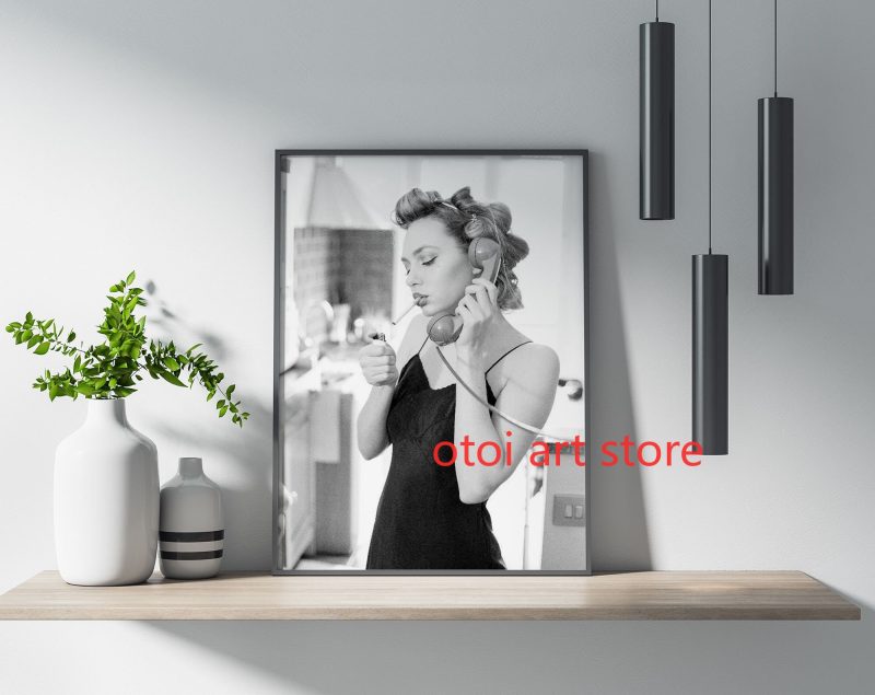 Vintage Black White Fashion Photography Style Sexy Woman Drinking Smok Art Poster Canvas Painting Wall Prints Picture Home Decor - Image 11
