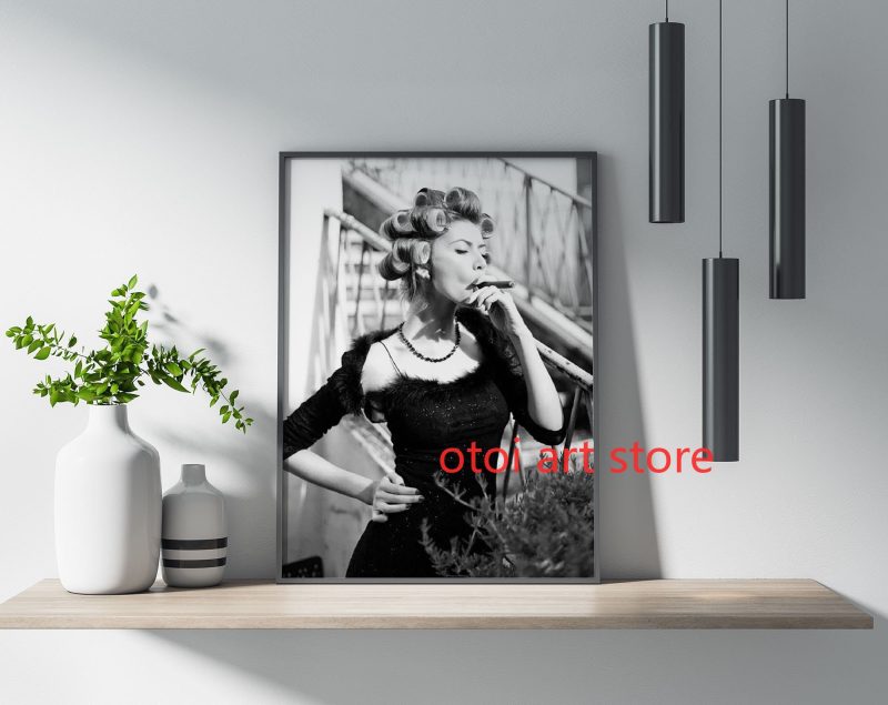 Vintage Black White Fashion Photography Style Sexy Woman Drinking Smok Art Poster Canvas Painting Wall Prints Picture Home Decor - Image 16