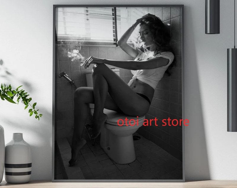 Vintage Black White Fashion Photography Style Sexy Woman Drinking Smok Art Poster Canvas Painting Wall Prints Picture Home Decor - Image 18