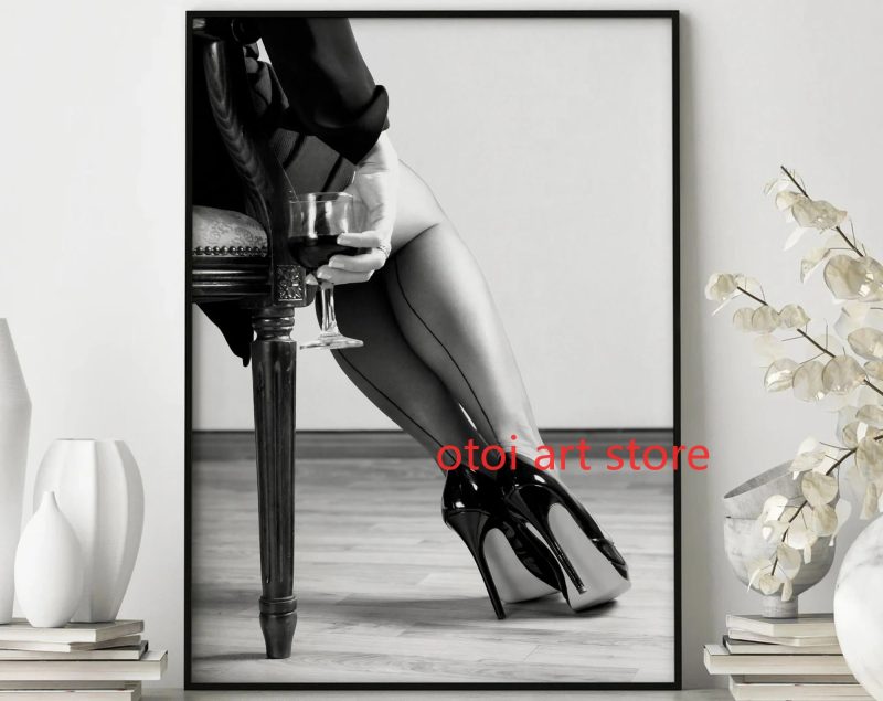 Vintage Black White Fashion Photography Style Sexy Woman Drinking Smok Art Poster Canvas Painting Wall Prints Picture Home Decor - Image 21