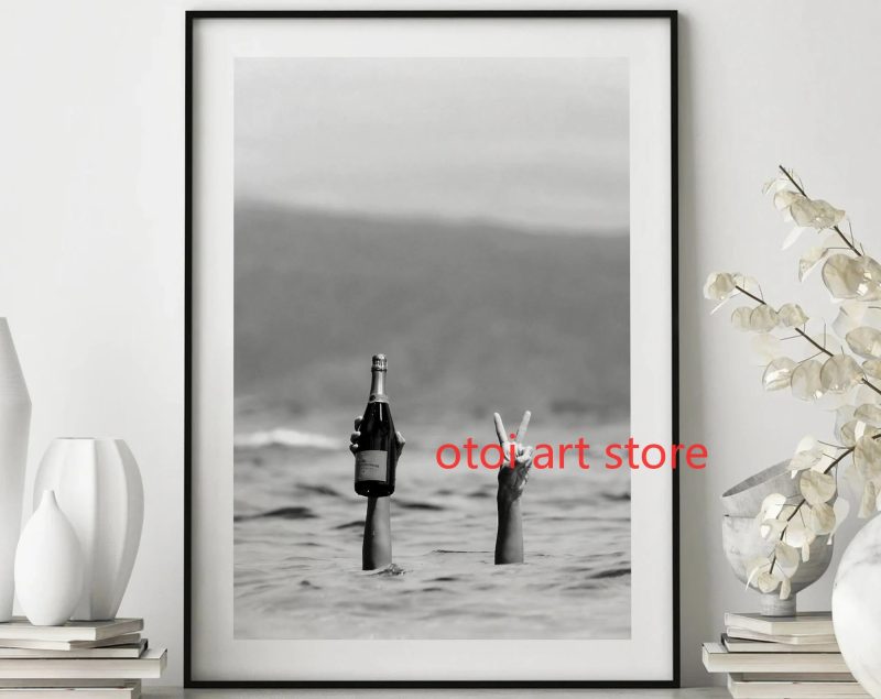 Vintage Black White Fashion Photography Style Sexy Woman Drinking Smok Art Poster Canvas Painting Wall Prints Picture Home Decor - Image 24