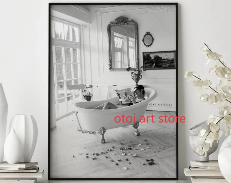 Vintage Black White Fashion Photography Style Sexy Woman Drinking Smok Art Poster Canvas Painting Wall Prints Picture Home Decor - Image 25