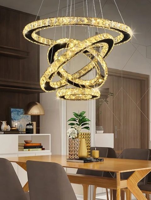 Modern FRIXCHUR LED Fourth Ring Road Crystal Pendant Light Chandelier Decoration Home Appliance Lamps Room Decor for Living Room