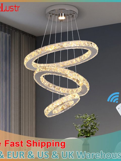 Modern Pendant Lighting Rings Led Crystal Chandelier Hanging Lustre Lamparas Ceiling Lamp Fixtures Luminaire for Living Room