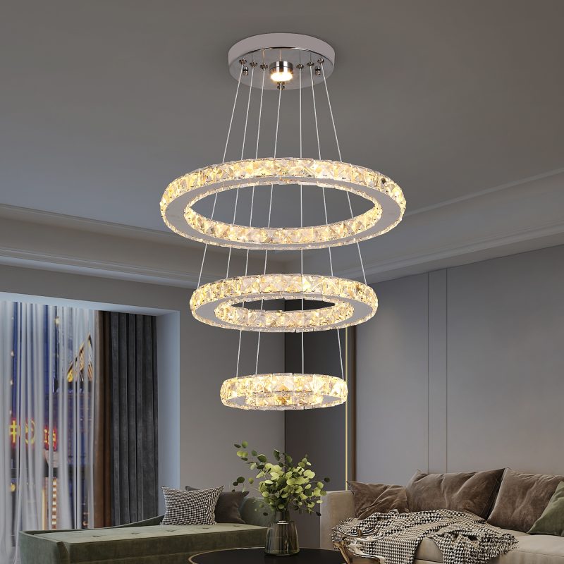 Modern Pendant Lighting Rings Led Crystal Chandelier Hanging Lustre Lamparas Ceiling Lamp Fixtures Luminaire for Living Room - Image 5
