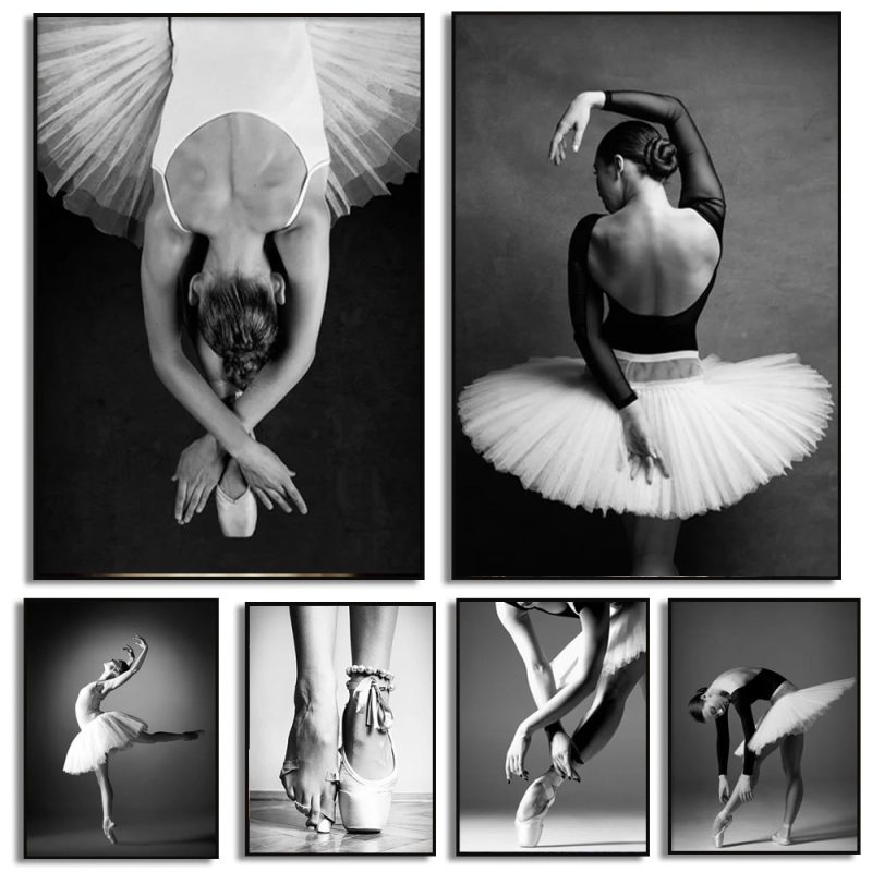 Black and White Ballet Girl Ballerina Posters And Prints Dancer Canvas Painting Wall Art Picture Home Decor For living Room