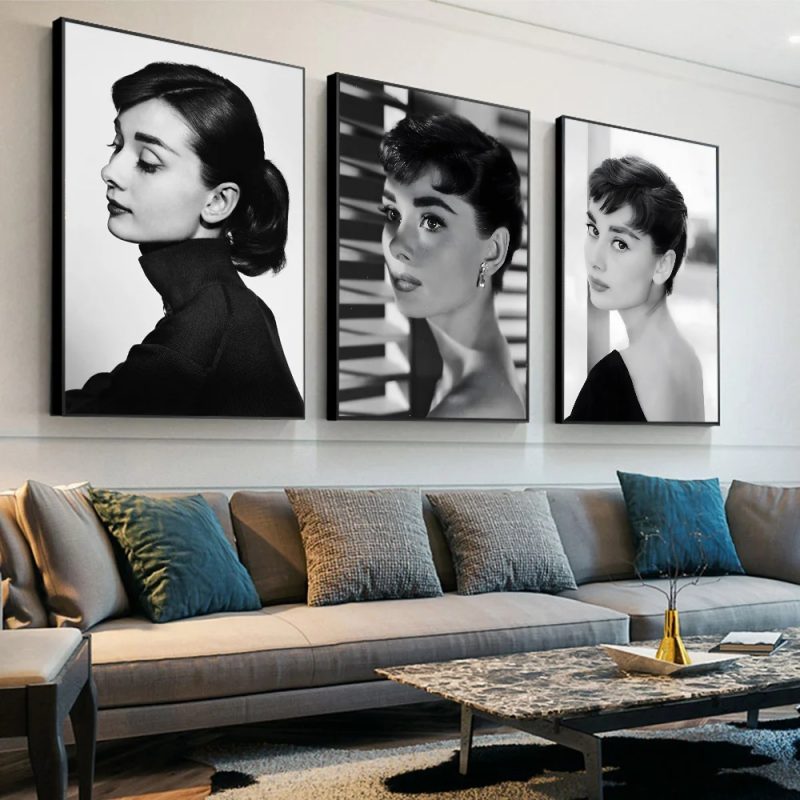 Black And White Audrey H-Hepburn Classic Photos Self-adhesive Art Poster Whitepaper Prints Posters Aesthetic Art Wall Painting - Image 3